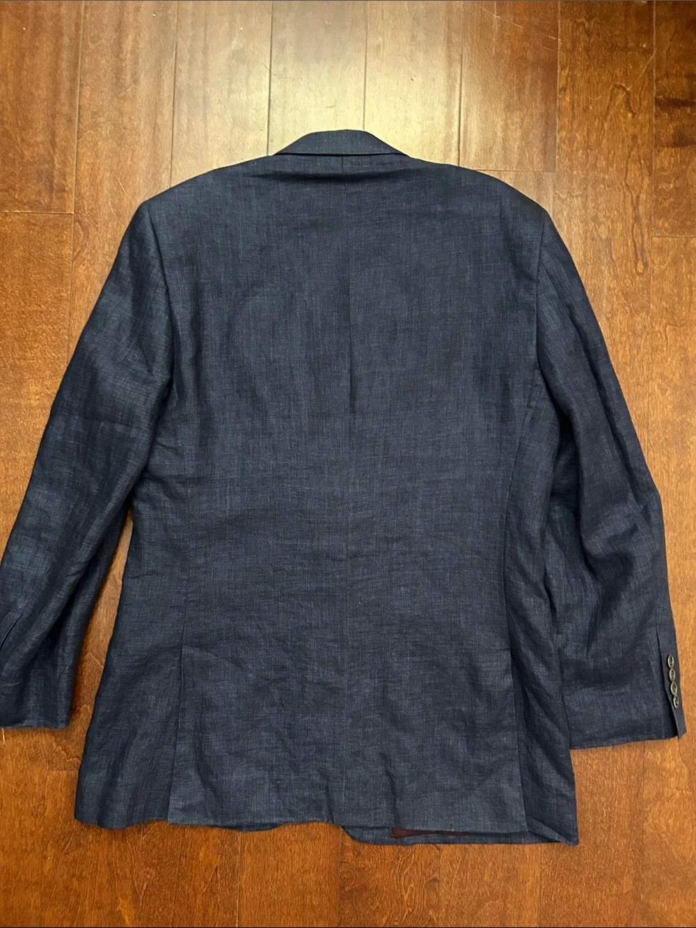 Pronto Uomo Blue Dark Blue 100% Linen Blazer, Two-Button Blazer, Size 42R